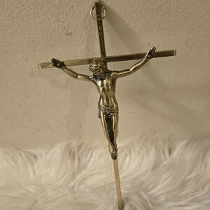 Brass Crucifix Wall Cross - Gold Tone Home Accent